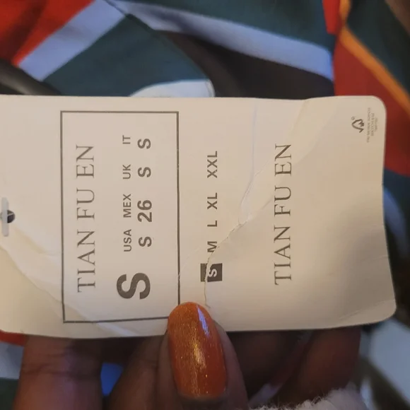 Muriell's Closet blue, red, green, gold, and white striped blouse. Size … - Picture 6 of 12